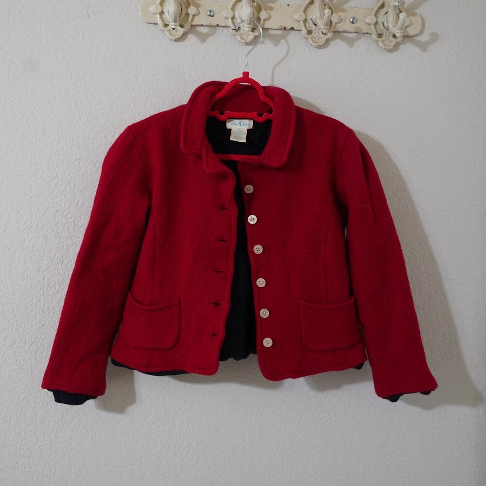 Olive Juice kids red wool peacoat jacket size 6